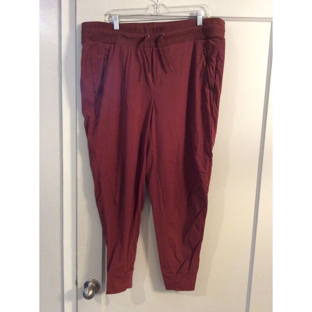Plus size XXL Jogger pants Burgandy Woven Trek Womens